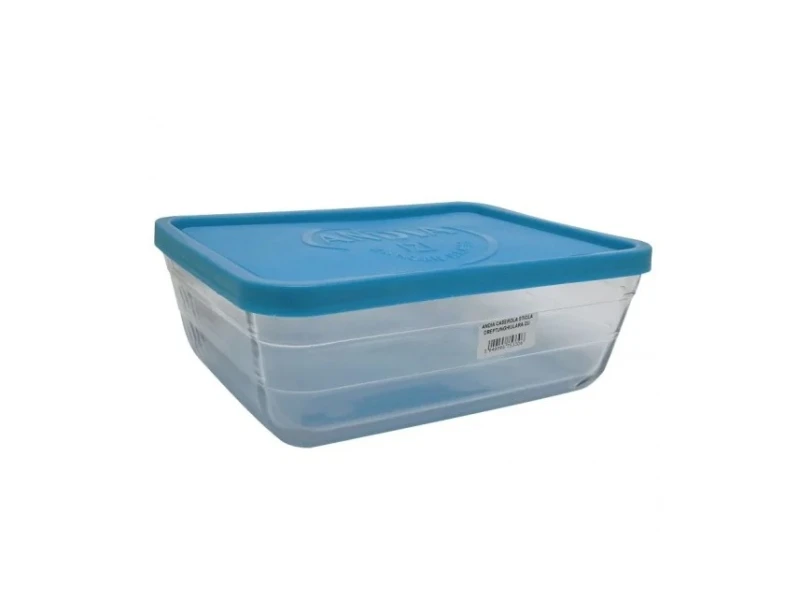 Caserola Sticla Dreptunghiulara Andia 1713 Cu Capac Plastic